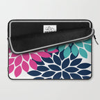 Bold Colorful Hot Pink Turquoise Navy Dahlia Flower Burst Petals Laptop Sleeve Gallery Image 2