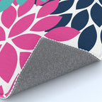 Bold Colorful Hot Pink Turquoise Navy Dahlia Flower Burst Petals Rug Gallery Image 4