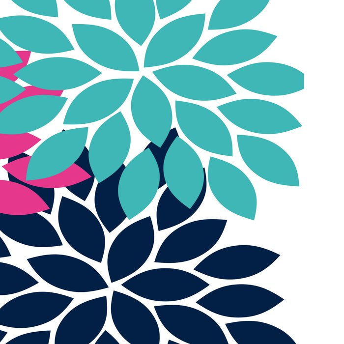 Bold Colorful Hot Pink Turquoise Navy Dahlia Flower Burst Petals Coffee Mug Gallery Image 2