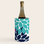 Bold Colorful Hot Pink Turquoise Navy Dahlia Flower Burst Petals Wine Chiller Gallery Image 3