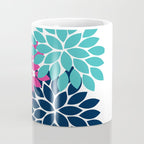 Bold Colorful Hot Pink Turquoise Navy Dahlia Flower Burst Petals Coffee Mug Gallery Image 4