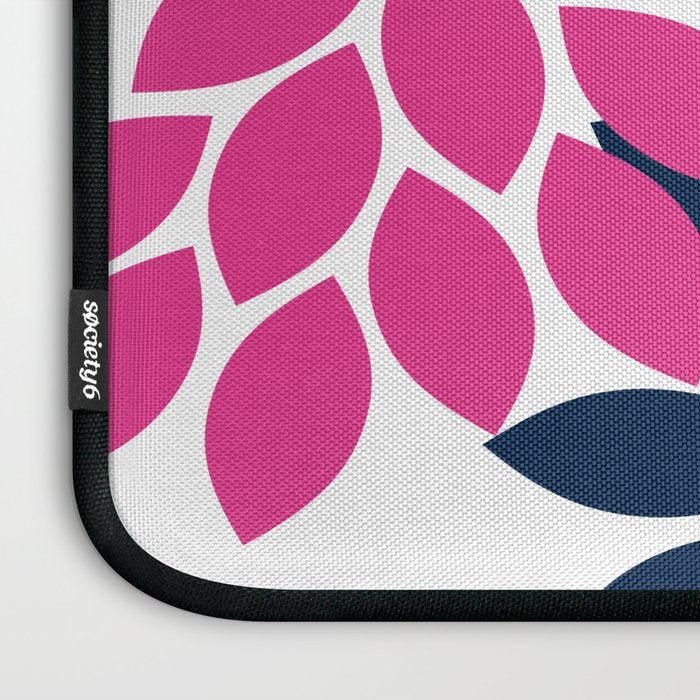 Bold Colorful Hot Pink Turquoise Navy Dahlia Flower Burst Petals Laptop Sleeve Gallery Image 3
