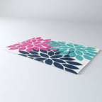 Bold Colorful Hot Pink Turquoise Navy Dahlia Flower Burst Petals Rug Gallery Image 3