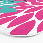 Bold Colorful Hot Pink Turquoise Navy Dahlia Flower Burst Petals Bath Mat Gallery Image 3