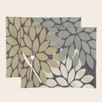 Bold Colorful Gold Ivory Charcoal Grey Dahlia Flower Burst Petals Placemat Gallery Image 1