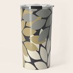 Bold Colorful Gold Ivory Charcoal Grey Dahlia Flower Burst Petals Travel Mug Gallery Image 1