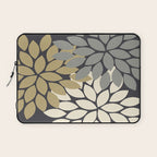 Bold Colorful Gold Ivory Charcoal Grey Dahlia Flower Burst Petals Laptop Sleeve Gallery Image 1