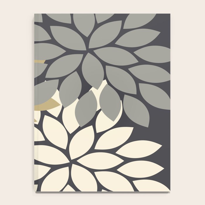 Bold Colorful Gold Ivory Charcoal Grey Dahlia Flower Burst Petals Notebook Gallery Image 4