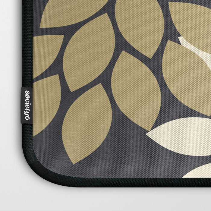 Bold Colorful Gold Ivory Charcoal Grey Dahlia Flower Burst Petals Laptop Sleeve Gallery Image 3