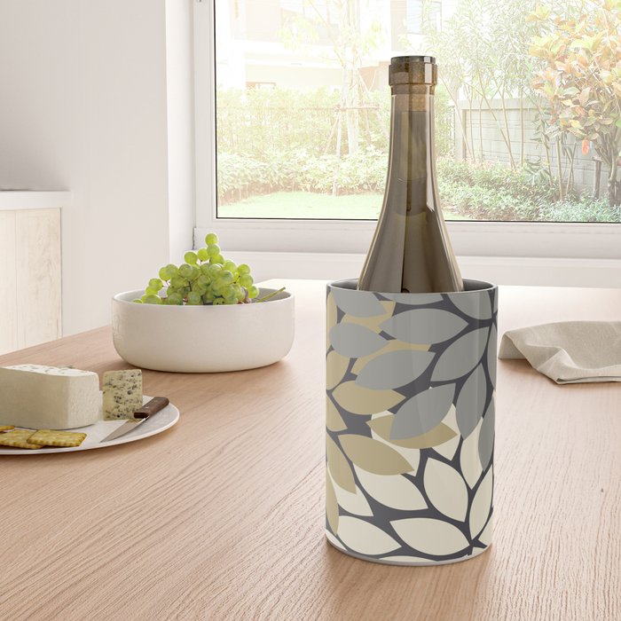 Bold Colorful Gold Ivory Charcoal Grey Dahlia Flower Burst Petals Wine Chiller Gallery Image 4