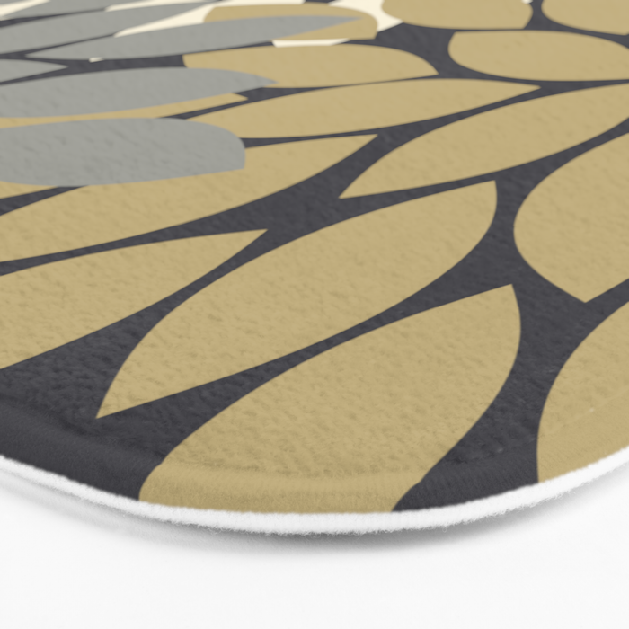 Bold Colorful Gold Ivory Charcoal Grey Dahlia Flower Burst Petals Bath Mat Gallery Image 3