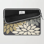 Bold Colorful Gold Ivory Charcoal Grey Dahlia Flower Burst Petals Laptop Sleeve Gallery Image 2