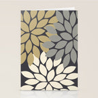 Bold Colorful Gold Ivory Charcoal Grey Dahlia Flower Burst Petals Stationery Card Gallery Image 2