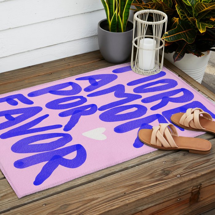 More Amor por favor - brush typography love quote Outdoor Rug Gallery Image 2