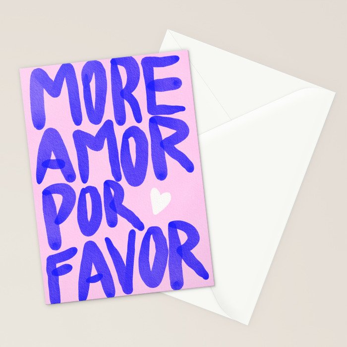 More Amor por favor - brush typography love quote Stationery Card Gallery Image 2