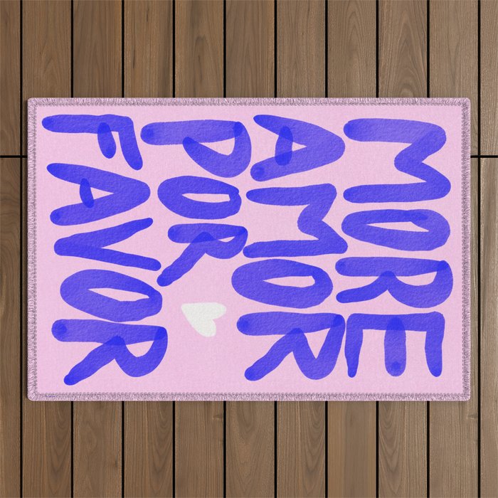 More Amor por favor - brush typography love quote Outdoor Rug Gallery Image 1