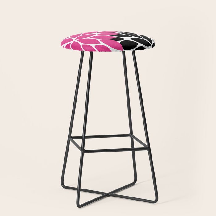 Bold Colorful Hot Pink Black Dahlia Flower Burst Petals Stool Gallery Image 1