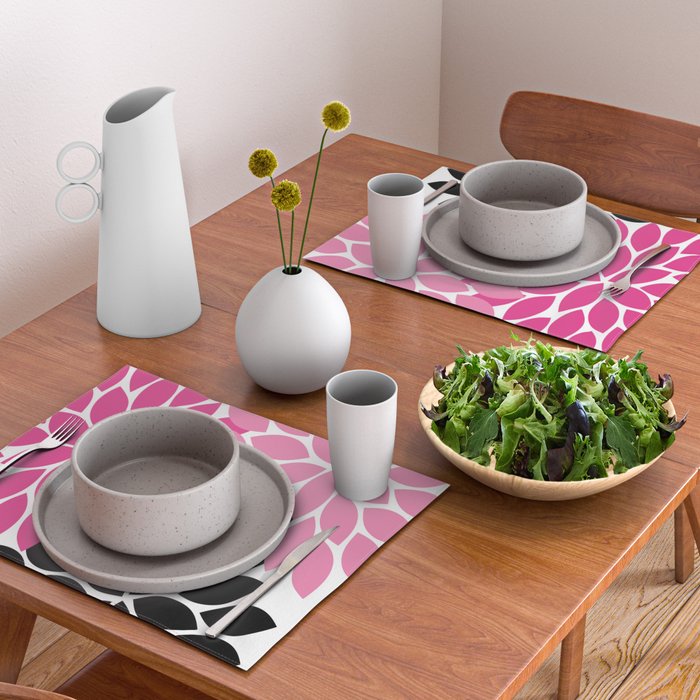 Bold Colorful Hot Pink Black Dahlia Flower Burst Petals Placemat Gallery Image 2