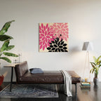 Bold Colorful Hot Pink Black Dahlia Flower Burst Petals Wood Wall Art Gallery Image 2