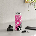 Bold Colorful Hot Pink Black Dahlia Flower Burst Petals Water Bottle Gallery Image 4