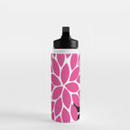 Bold Colorful Hot Pink Black Dahlia Flower Burst Petals Water Bottle Gallery Image 3