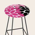 Bold Colorful Hot Pink Black Dahlia Flower Burst Petals Stool Gallery Image 2