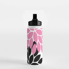 Bold Colorful Hot Pink Black Dahlia Flower Burst Petals Water Bottle Gallery Image 2