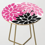 Bold Colorful Hot Pink Black Dahlia Flower Burst Petals Side Table Gallery Image 2