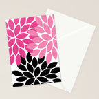 Bold Colorful Hot Pink Black Dahlia Flower Burst Petals Stationery Card Gallery Image 2