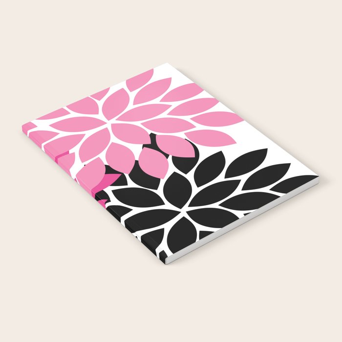 Bold Colorful Hot Pink Black Dahlia Flower Burst Petals Notebook Gallery Image 1