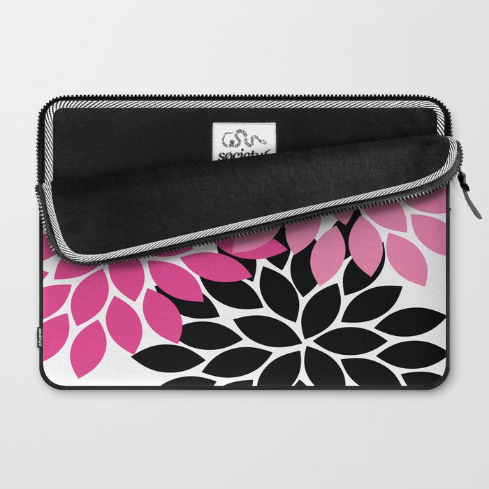 Bold Colorful Hot Pink Black Dahlia Flower Burst Petals Laptop Sleeve Gallery Image 2
