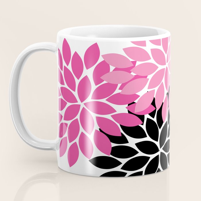 Bold Colorful Hot Pink Black Dahlia Flower Burst Petals Coffee Mug Gallery Image 3