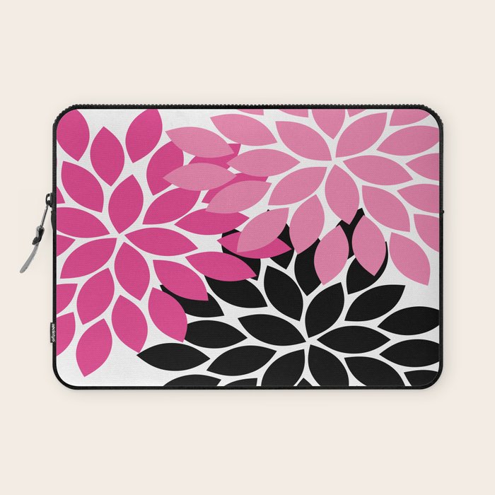 Bold Colorful Hot Pink Black Dahlia Flower Burst Petals Laptop Sleeve Gallery Image 1