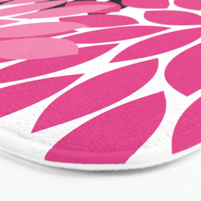 Bold Colorful Hot Pink Black Dahlia Flower Burst Petals Bath Mat Gallery Image 3
