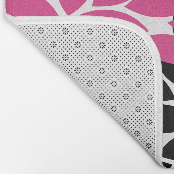 Bold Colorful Hot Pink Black Dahlia Flower Burst Petals Bath Mat Gallery Image 2