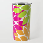 Bold Colorful Hot Pink Lime Orange Dahlia Flower Burst Petals Travel Mug Gallery Image 1