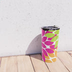 Bold Colorful Hot Pink Lime Orange Dahlia Flower Burst Petals Travel Mug Gallery Image 4