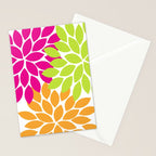 Bold Colorful Hot Pink Lime Orange Dahlia Flower Burst Petals Stationery Card Gallery Image 2