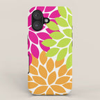 Bold Colorful Hot Pink Lime Orange Dahlia Flower Burst Petals iPhone Case Gallery Image 1