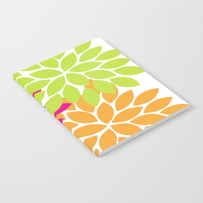 Bold Colorful Hot Pink Lime Orange Dahlia Flower Burst Petals Notebook Gallery Image 2