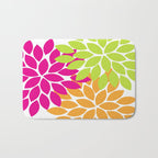 Bold Colorful Hot Pink Lime Orange Dahlia Flower Burst Petals Bath Mat Gallery Image 1