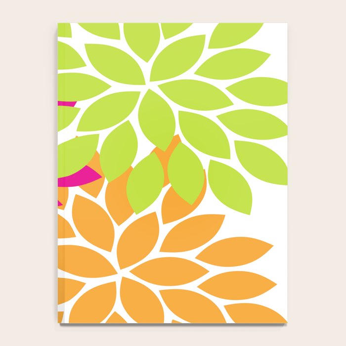 Bold Colorful Hot Pink Lime Orange Dahlia Flower Burst Petals Notebook Gallery Image 4