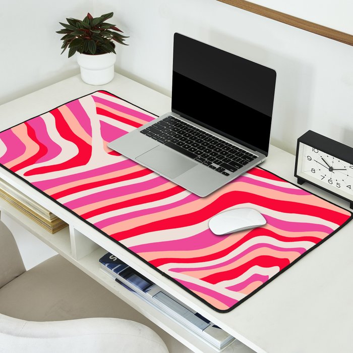 pink zebra stripes Desk Mat Gallery Image 2