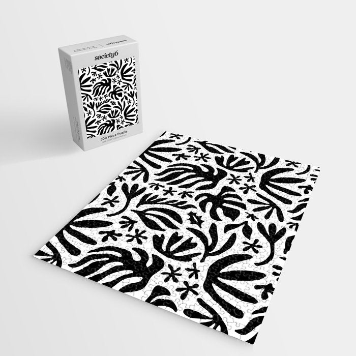 Black and white tropical summer nature pattern Jigsaw Puzzle Gallery Image 2