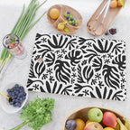 Black and white tropical summer nature pattern Cutting Board Gallery Image 2