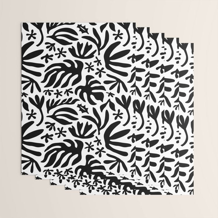 Black and white tropical summer nature pattern Wrapping Paper Gallery Image 3