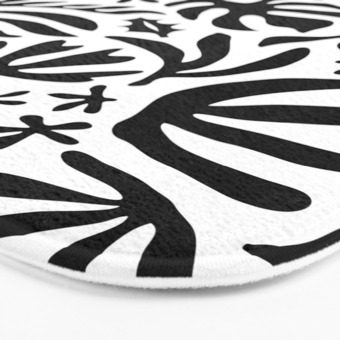 Black and white tropical summer nature pattern Bath Mat Gallery Image 3
