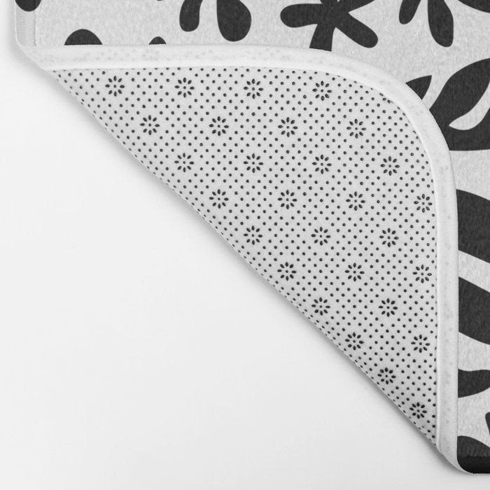 Black and white tropical summer nature pattern Bath Mat Gallery Image 2