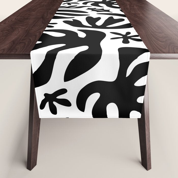 Black and white tropical summer nature pattern Table Runner Gallery Image 1