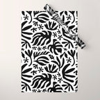 Black and white tropical summer nature pattern Wrapping Paper Gallery Image 1